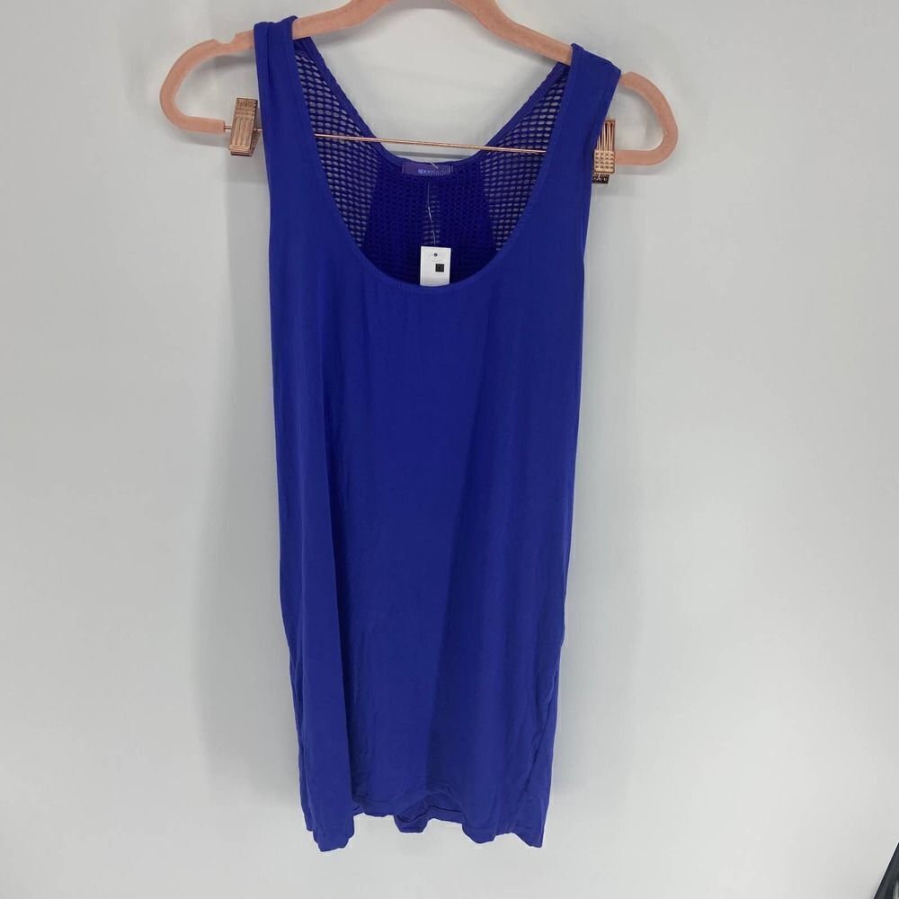 LA Made Purple Mesh back overlap Mini casual dress NWT womens small